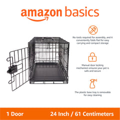 Amazon Basics jaula de perro con puerta única, contención segura.