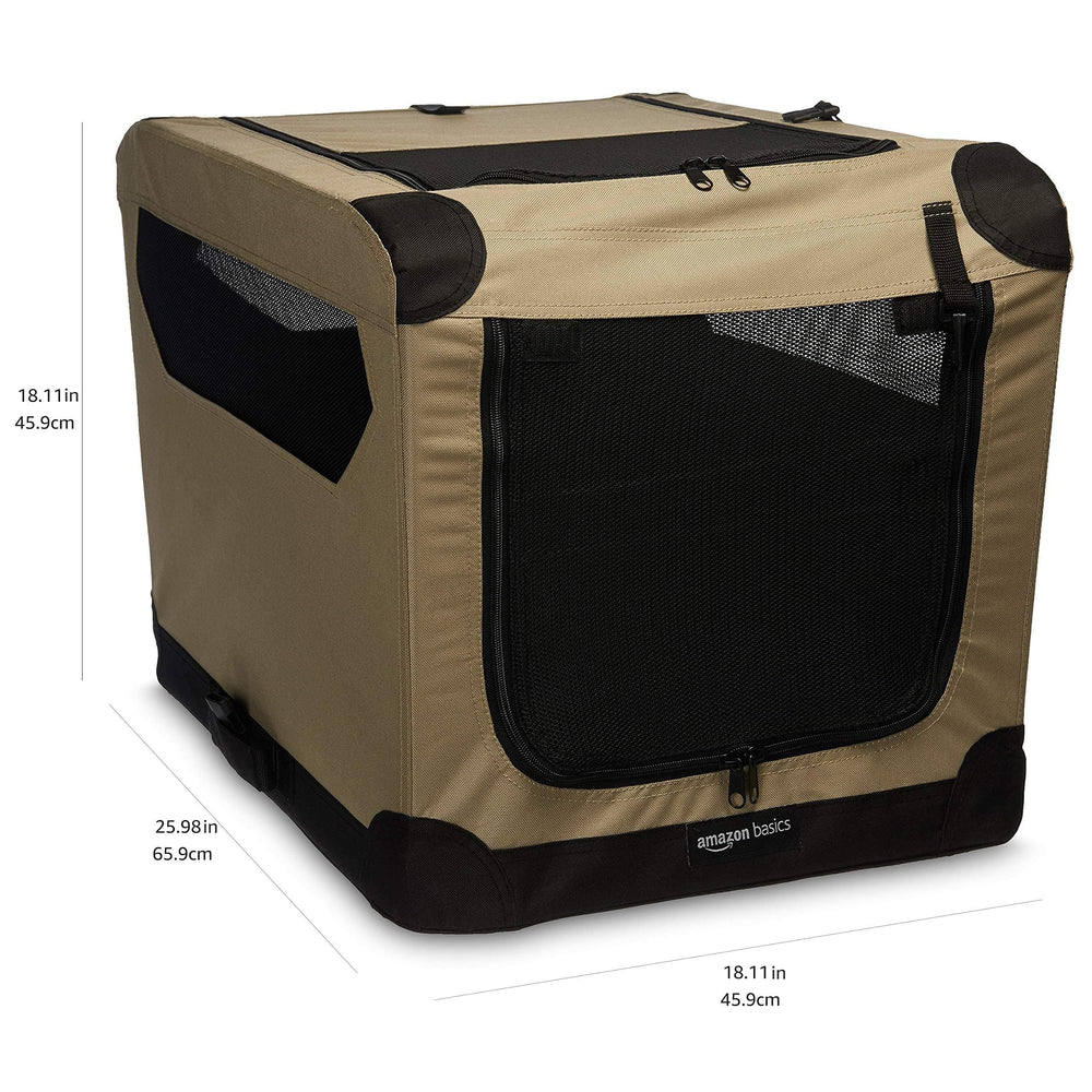 Amazon Basics jaula plegable para transporte con carga superior y frontal color topo