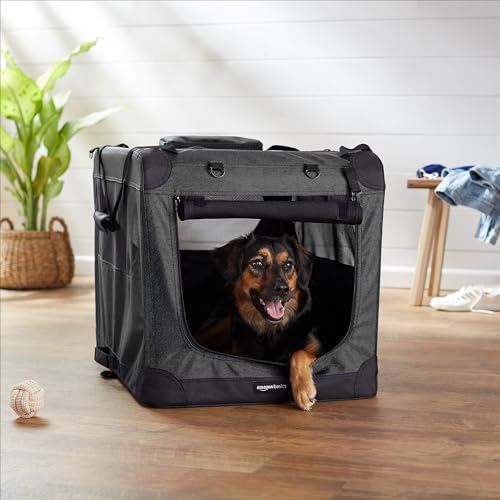 Amazon Basics jaula suave para perros, diseño plegable para guardado compacto.