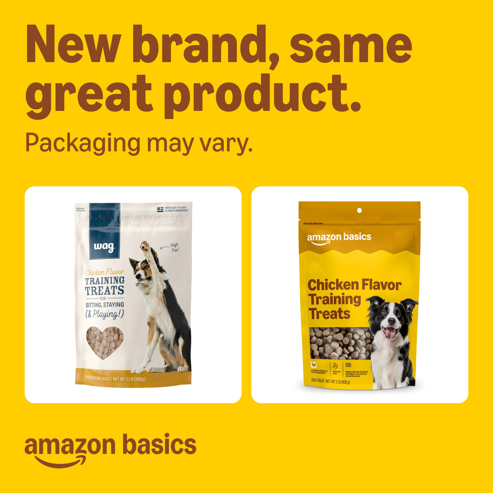 Amazon Basics premios de pollo para entrenamiento, tamaño pequeño para recompensas rápidas.