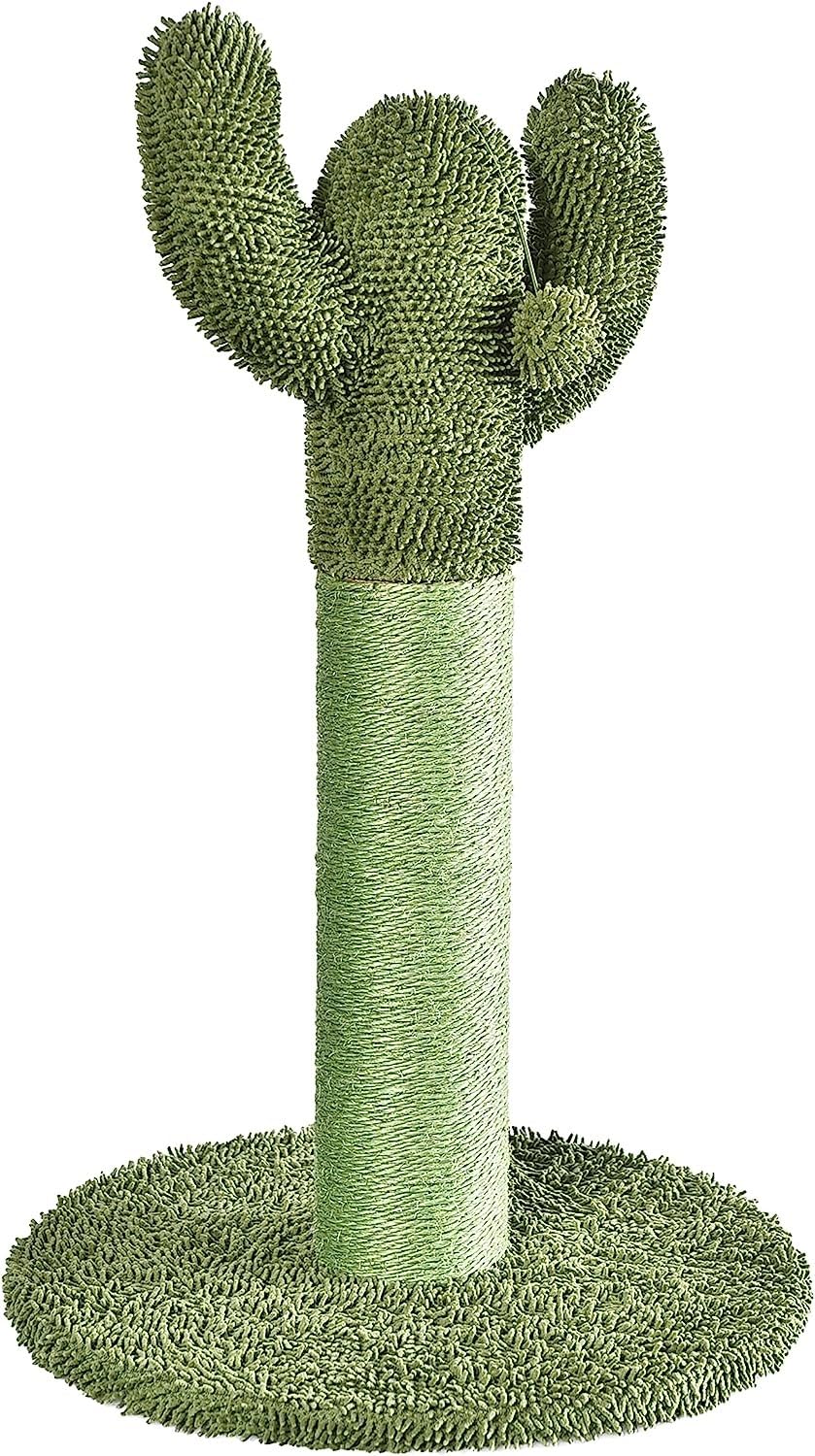 Rascador Amazon Basics para gato en forma de cactus interior, ideal para afilar garras y juego.