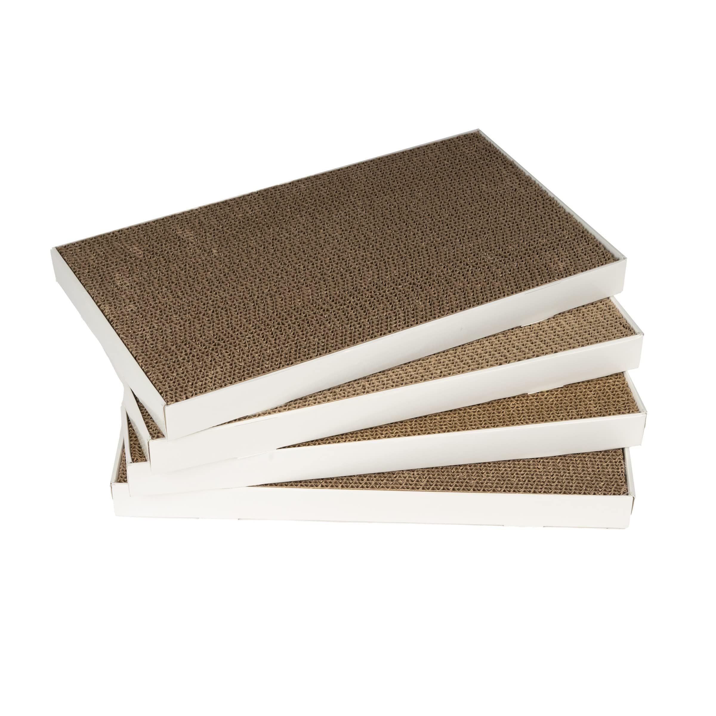 Amazon Basics rascador para gatos de cartón corrugado en 4pack, ideal para rascar y proteger muebles.