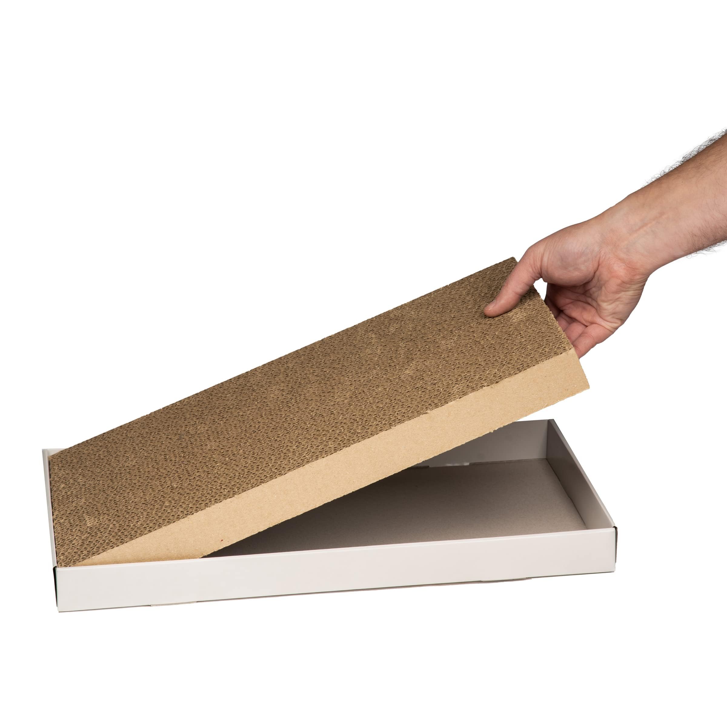 Amazon Basics rascador de cartón corrugado blanco, tamaño amplio para estirarse.
