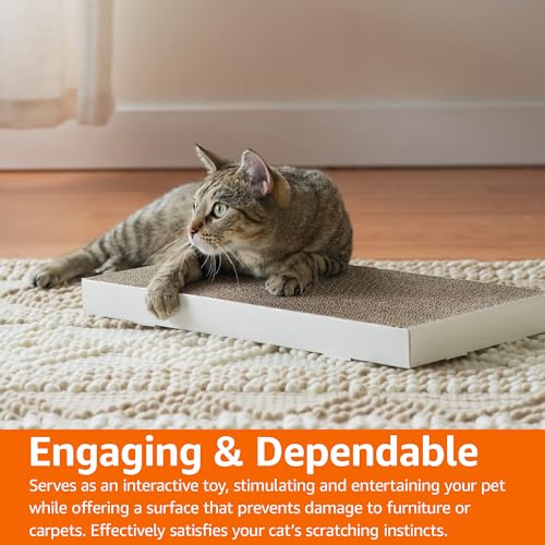 Amazon Basics rascador para gatos, perfecto para uso diario junto a muebles y camas.