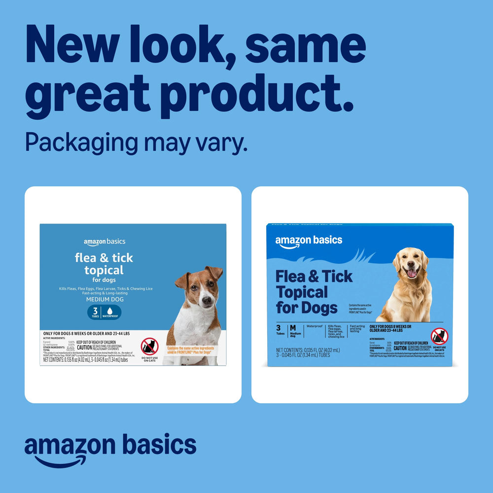 Amazon Basics traitement puces-tiques chien moyen - lot de 3 doses pratique