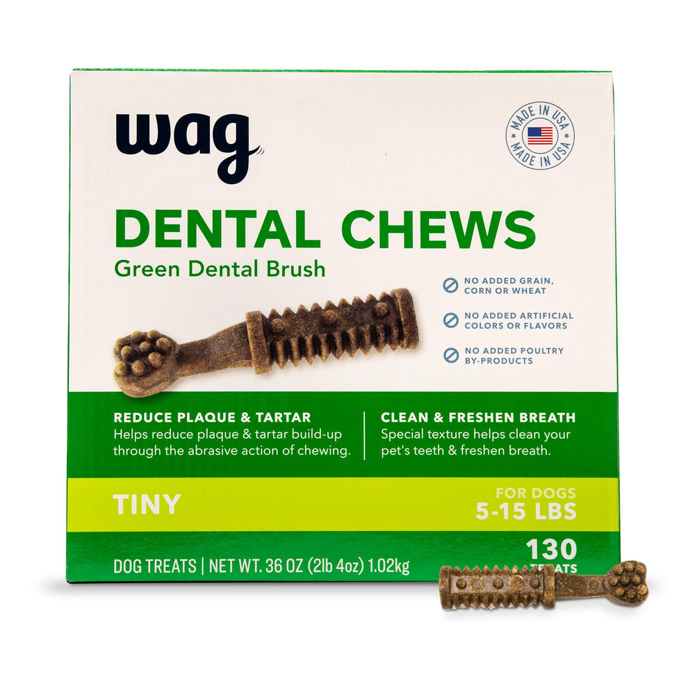 Amazon Basics tratamientos dentales para perro de tamaño pequeño, ayudan a limpiar dientes y refrescar el aliento.