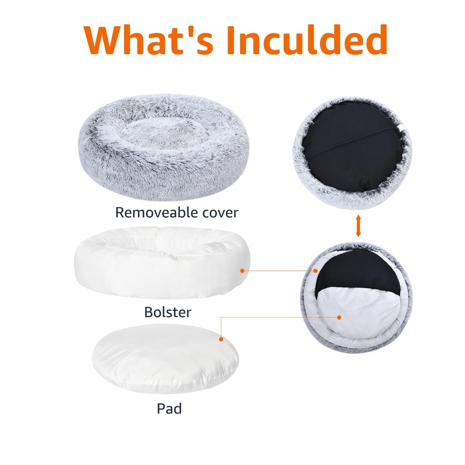 Cama dona Amazon Basics 36x36 pulgadas, ideal para perros medianos.