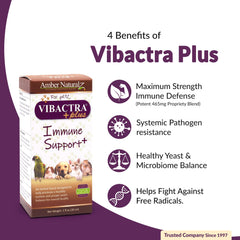 AMBER NATURALZ Vibactra Plus, etiqueta informativa con la mezcla herbal para mascotas.