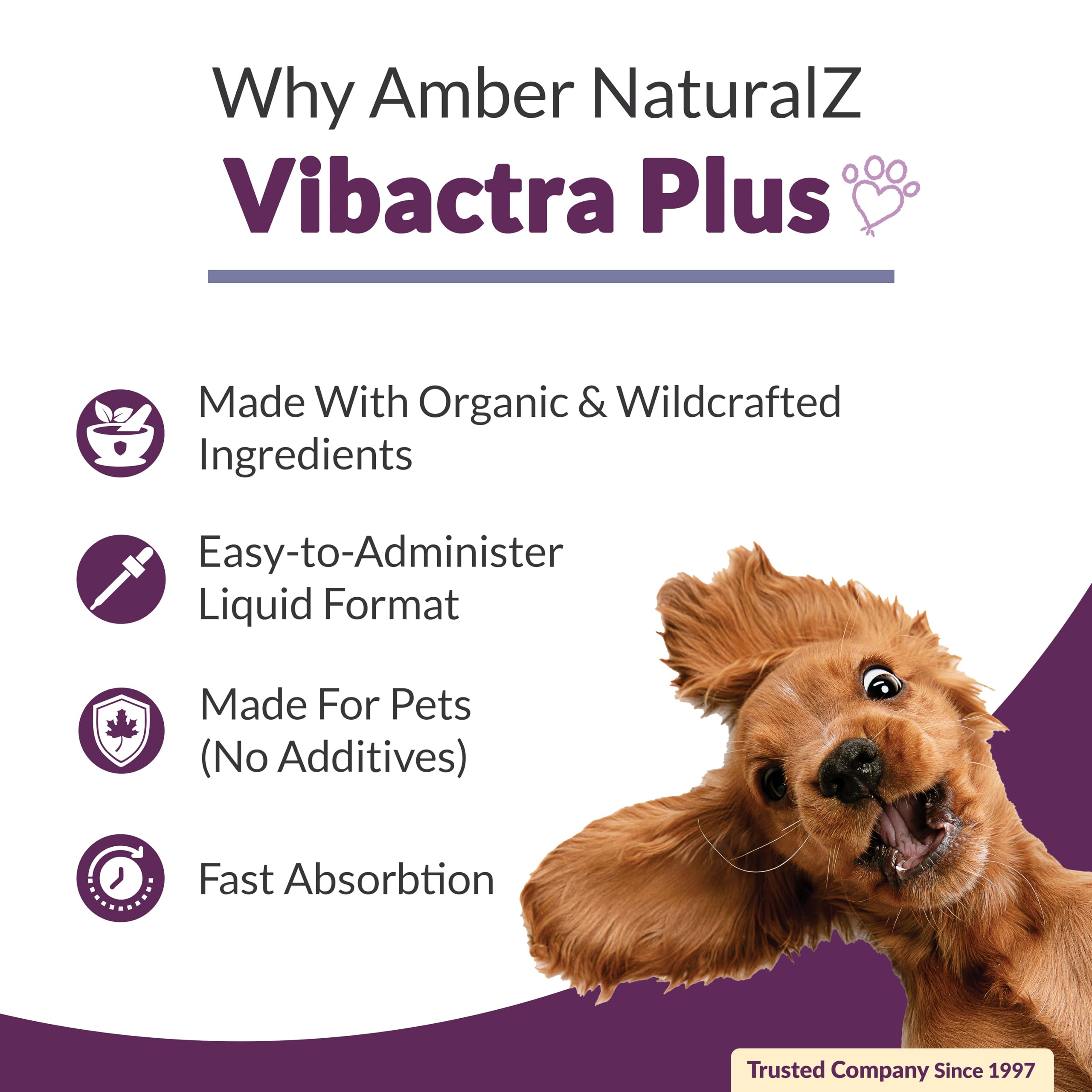 AMBER NATURALZ Vibactra Plus, mezcla de ingredientes orgánicos y silvestres para uso diario.