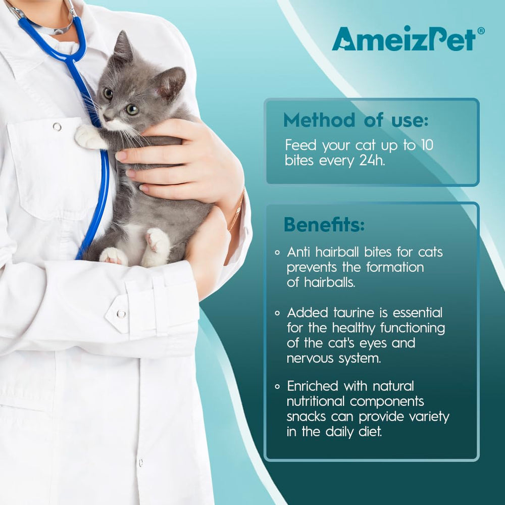 AmeizPet ingredientes con taurina y extracto de malta que apoyan la salud del gato.