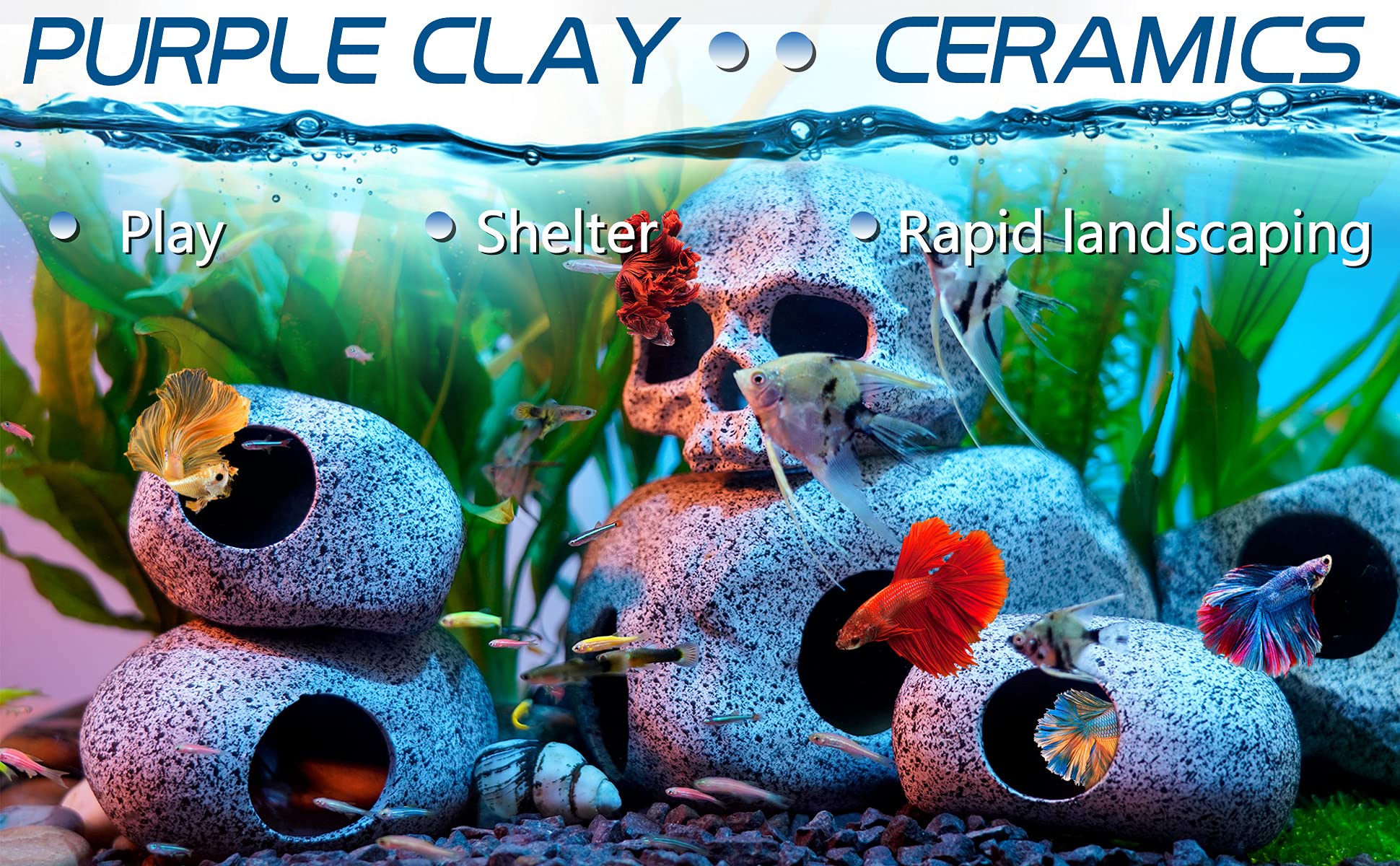 Ameliade cueva para acuario, ofrece espacios de cría y ocultamiento.