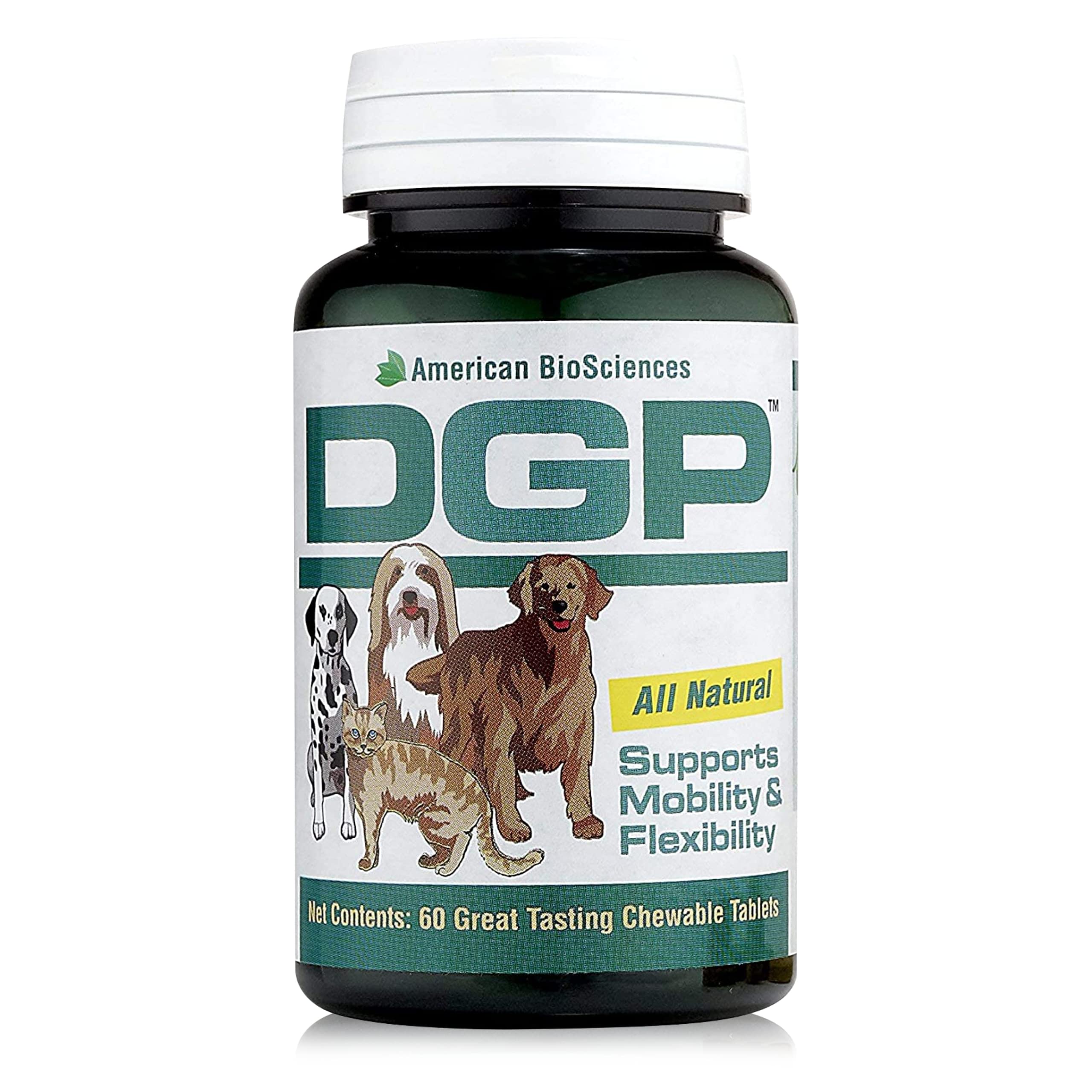 American BioSciences DGP, frasco frontal, apoyo articular natural para perros activos.
