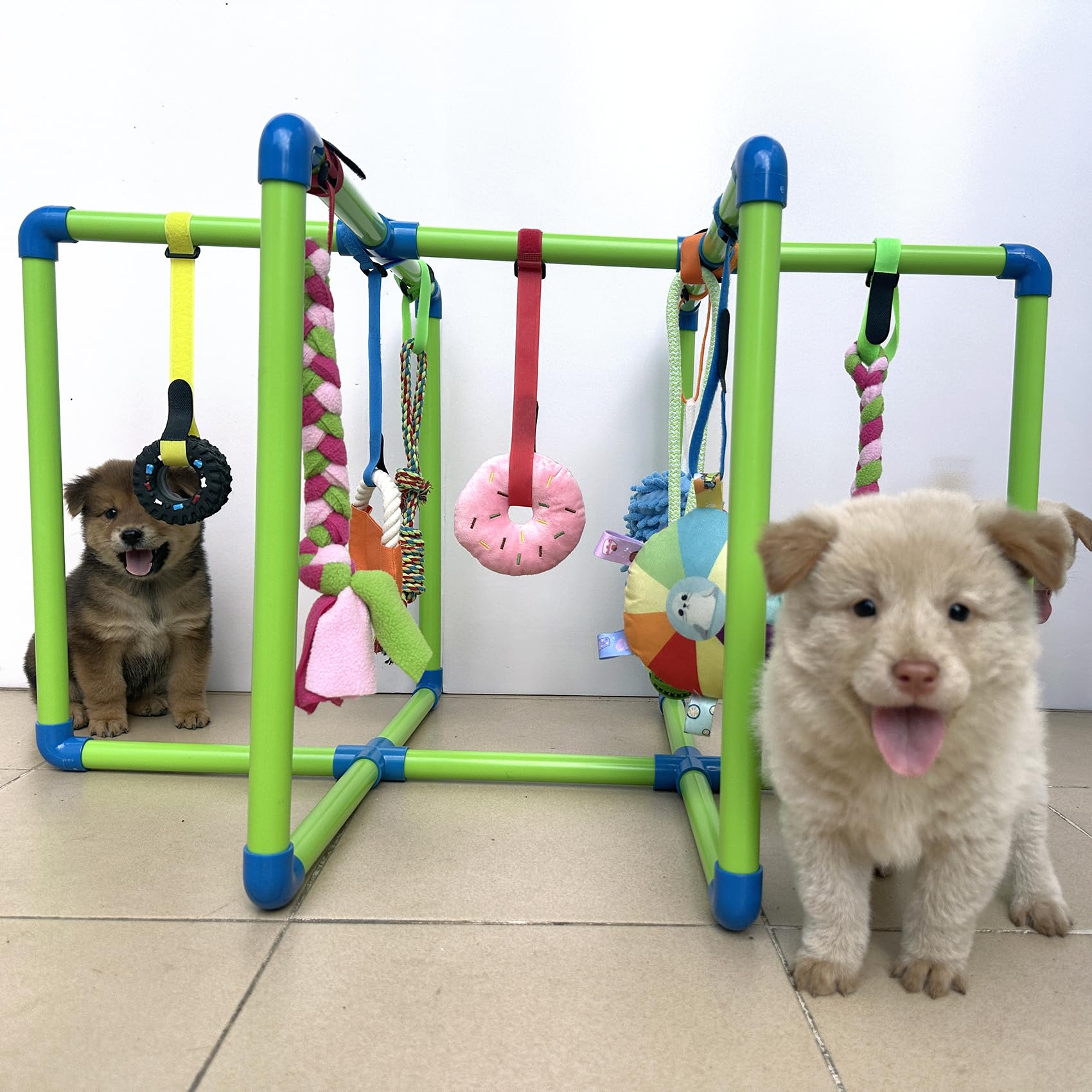Amlmpet Puppy Play Gym: juguetes colgantes para estimular morder y explorar sensorialmente.