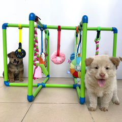 Amlmpet Puppy Play Gym: juguetes colgantes para estimular morder y explorar sensorialmente.