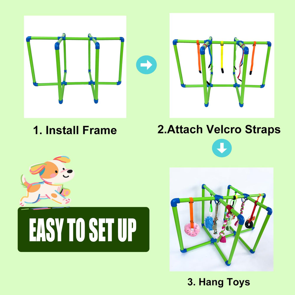 Amlmpet Puppy Play Gym: montaje sencillo sin herramientas para empezar a jugar rápido.