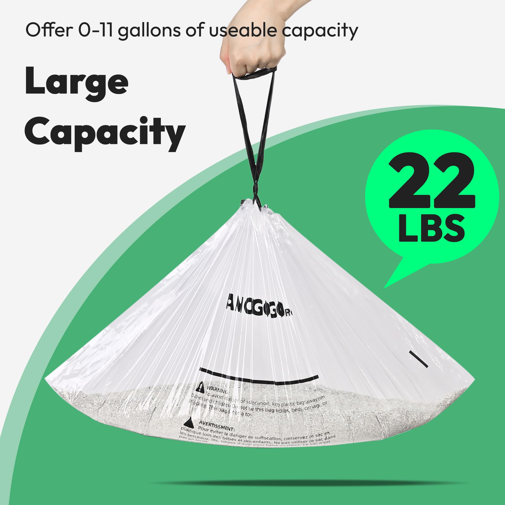 AMOGOGOPET bolsas-basura-50-unidades-67x40-cm, tamaño compatible con cajones grandes