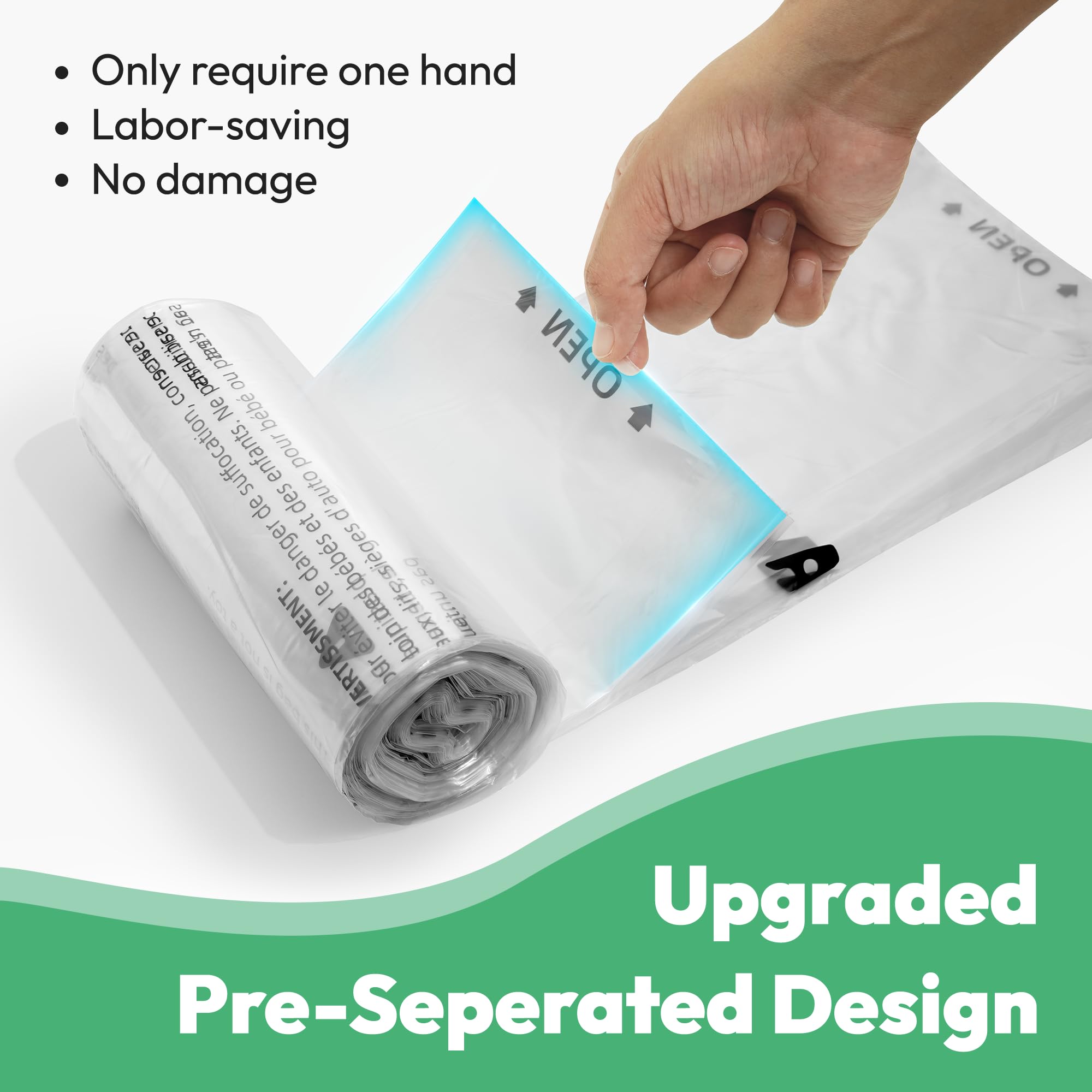 AMOGOGOPET bolsas pre separadas en rollos para instalación rápida.