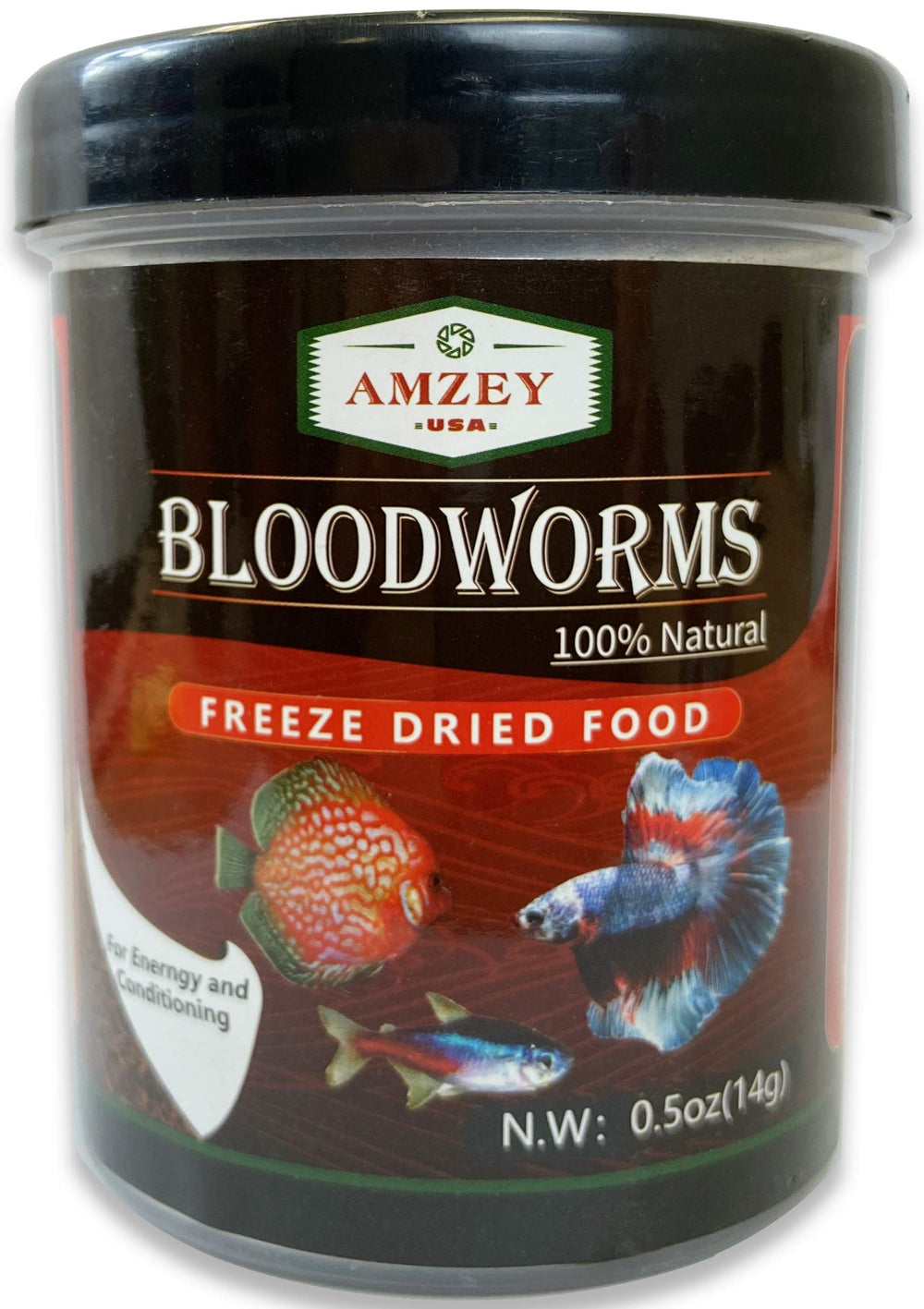 Amzey gusanos de sangre desecados en bote, alimento proteico para peces