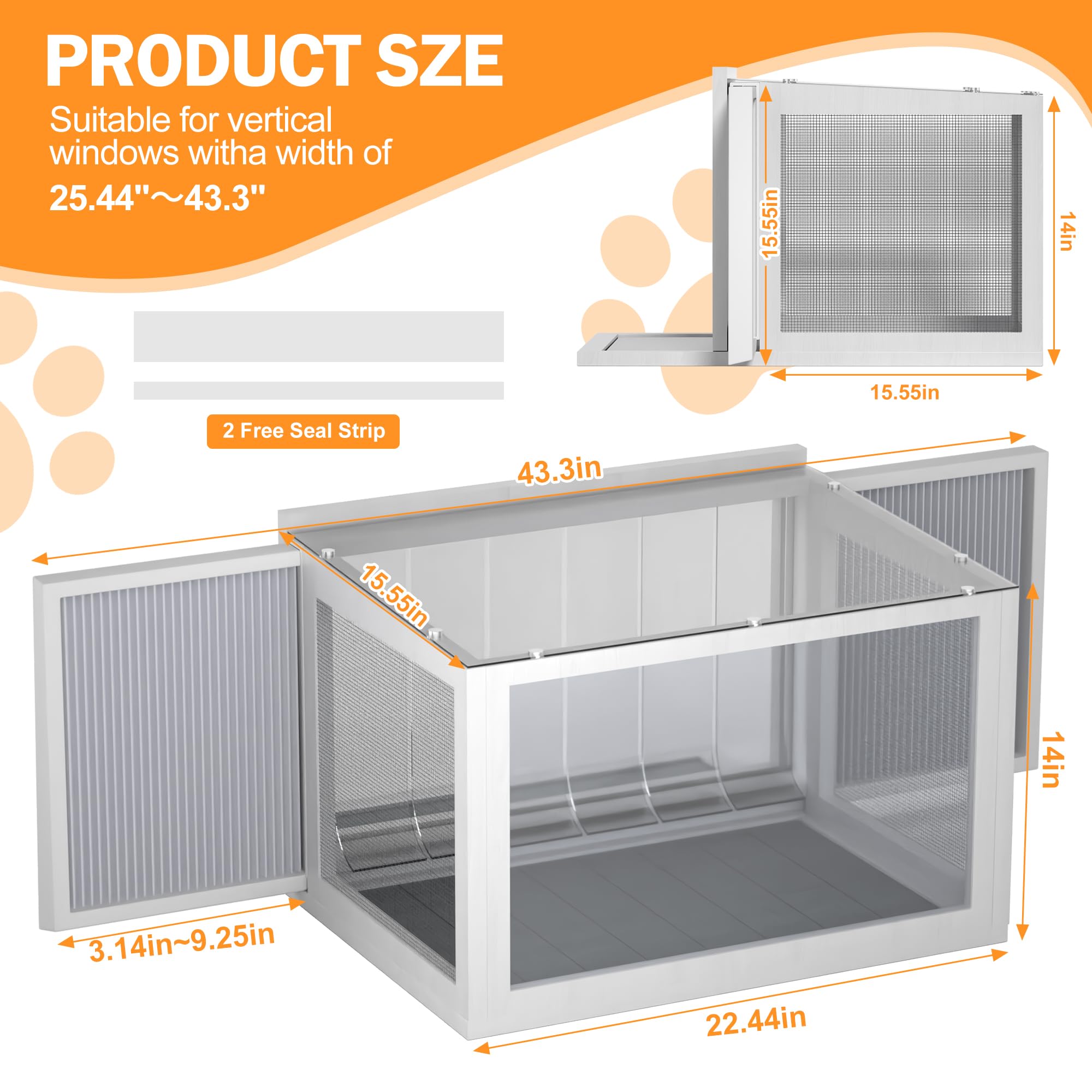 AMZOSS Catio se ajusta a ventanas verticales sin herramientas
