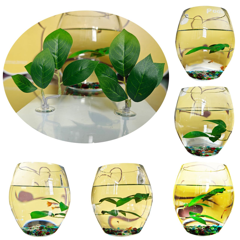 AncBace hojas verdes realistas que crean un entorno natural para peces.