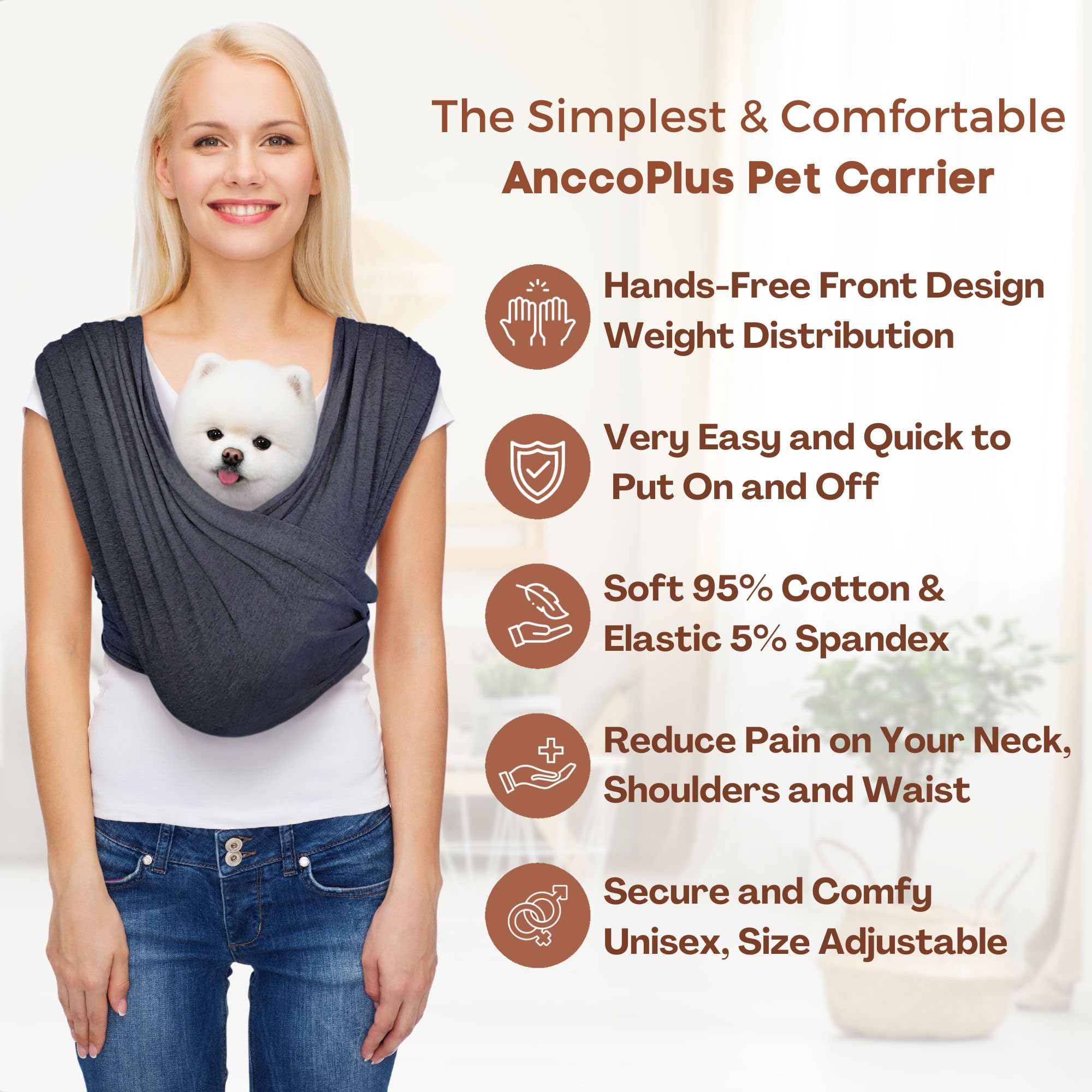 AnccoPlus portador ajustable, tirantes ergonómicos reducen esfuerzo en espalda