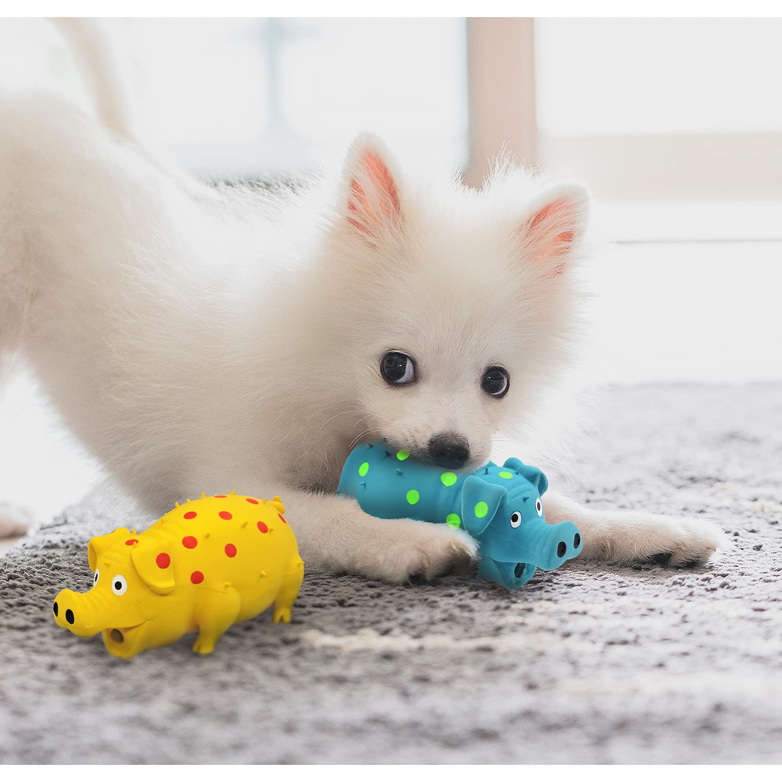 Andiker Juguete cerdito azul, perfecto para juego y estimulación diaria.