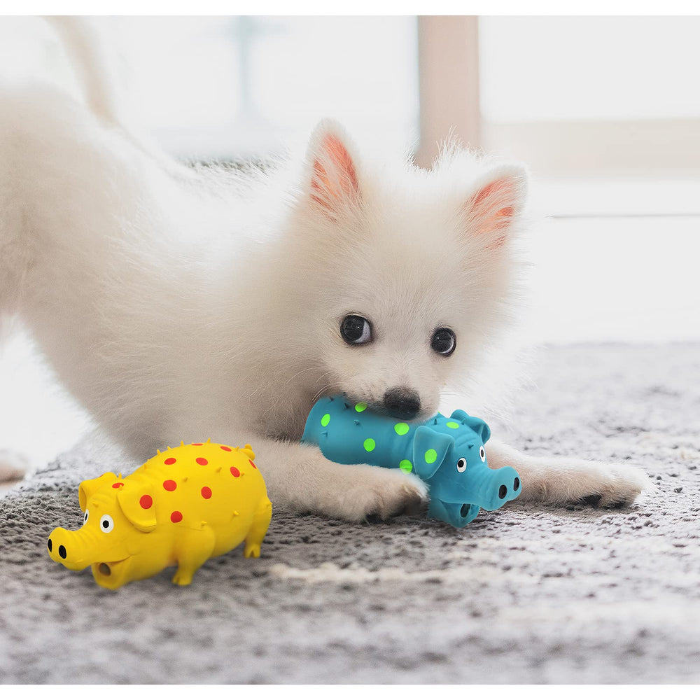 Andiker Juguete cerdito azul, perfecto para juego y estimulación diaria.