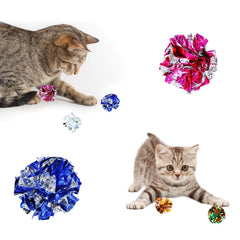 Andiker pelotas crinkle para gatos plata, reflexión brillante para captar la atención