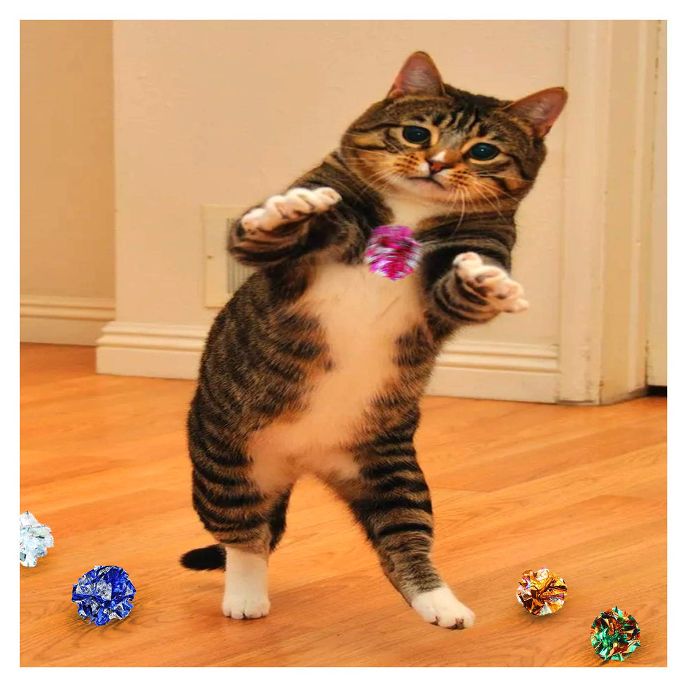 Andiker pelotas crinkle para gatos verdes, ligereza facilita golpear y recoger