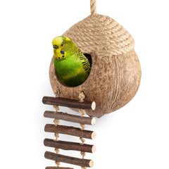 andwe casita nido coco con escalera, refugio cómodo para aves