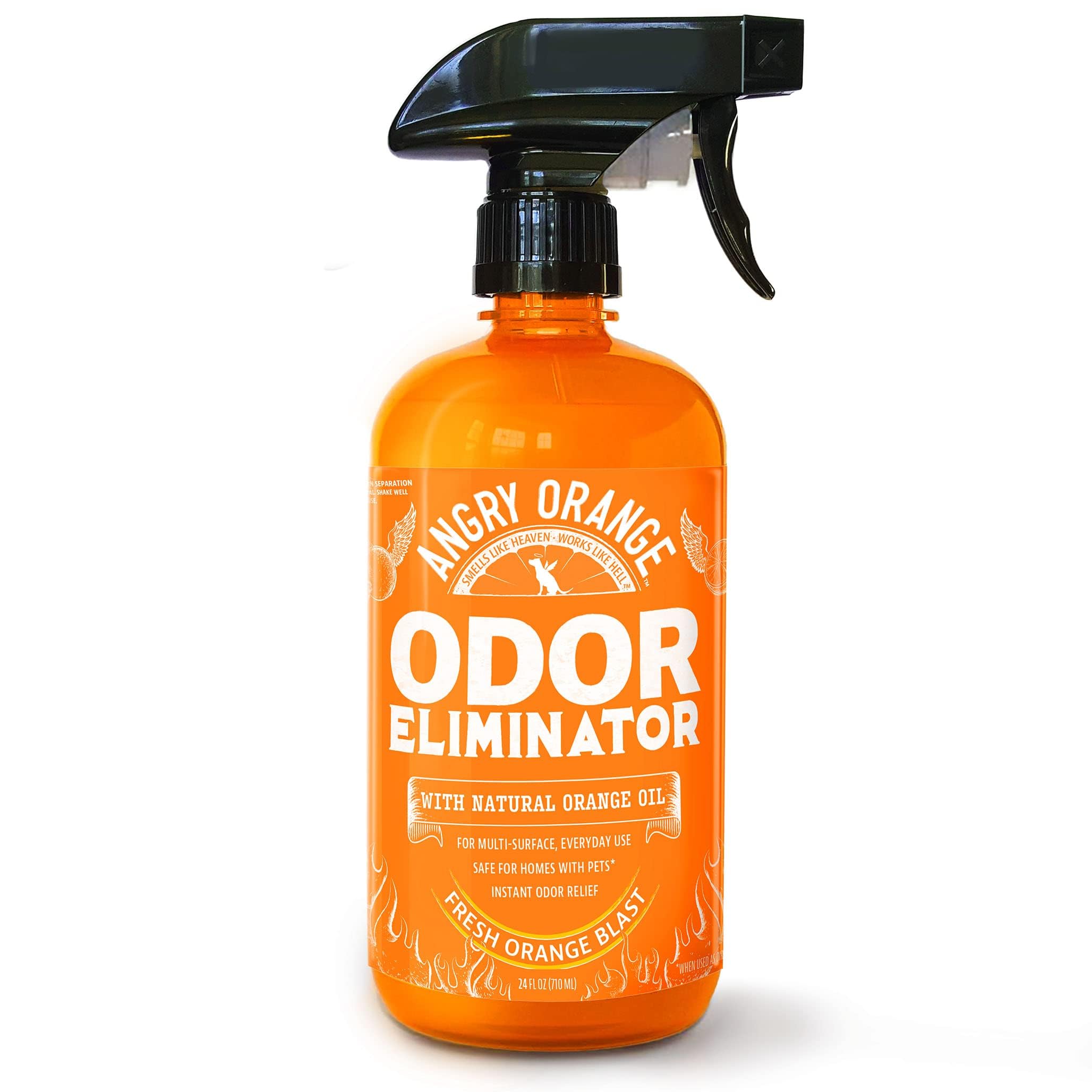 Angry Orange eliminador de olores para mascotas, 24 onzas, elimina olores fuertes.