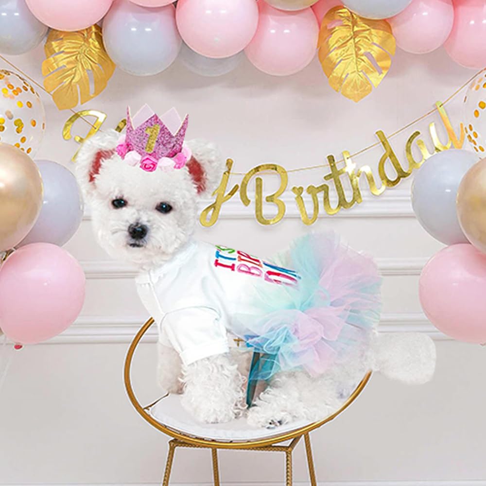 ANIAC corona rosada con piedras brillantes, complemento festivo para la mascota