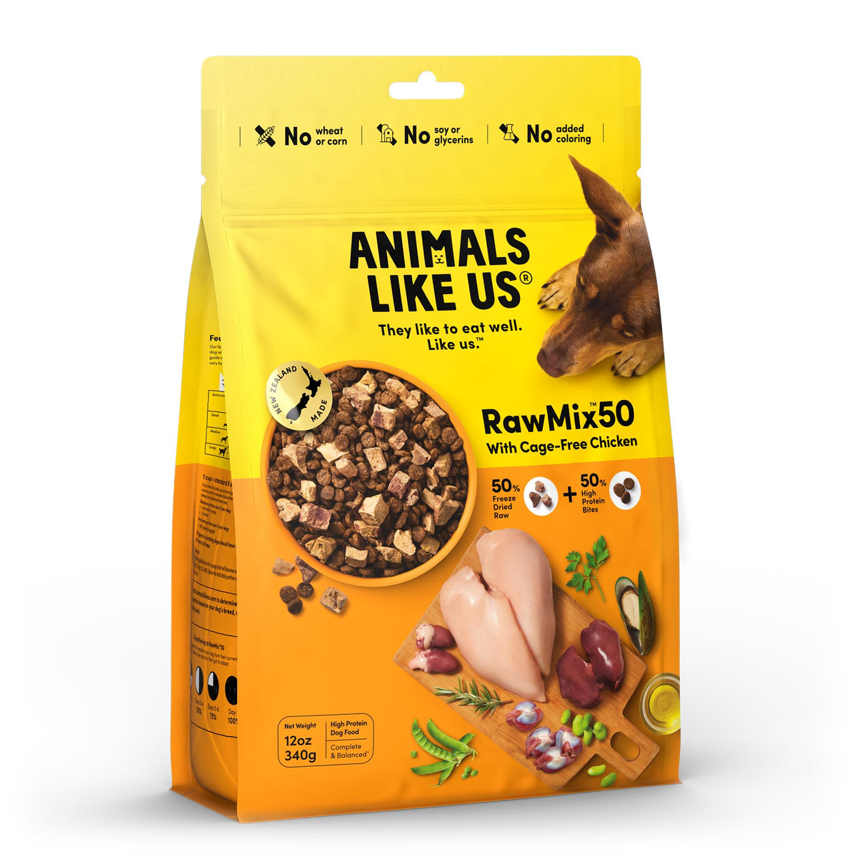 Animals Like Us Mix50 corazones de pollo liofilizados para una comida crujiente y sabrosa.