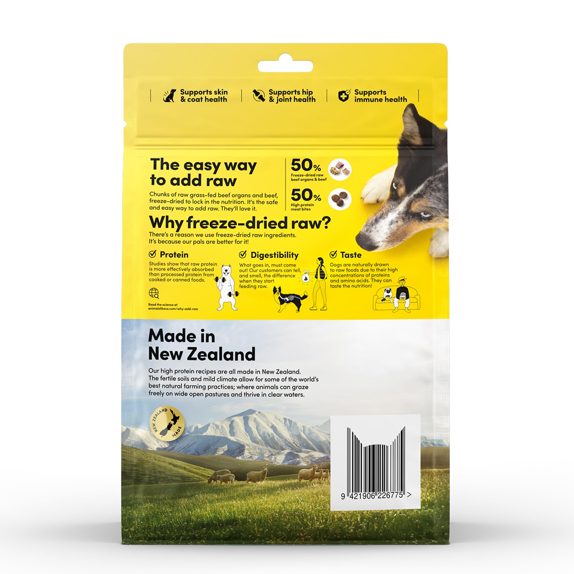 Animals Like Us RawMix50, origen de Nueva Zelanda para ingredientes de calidad