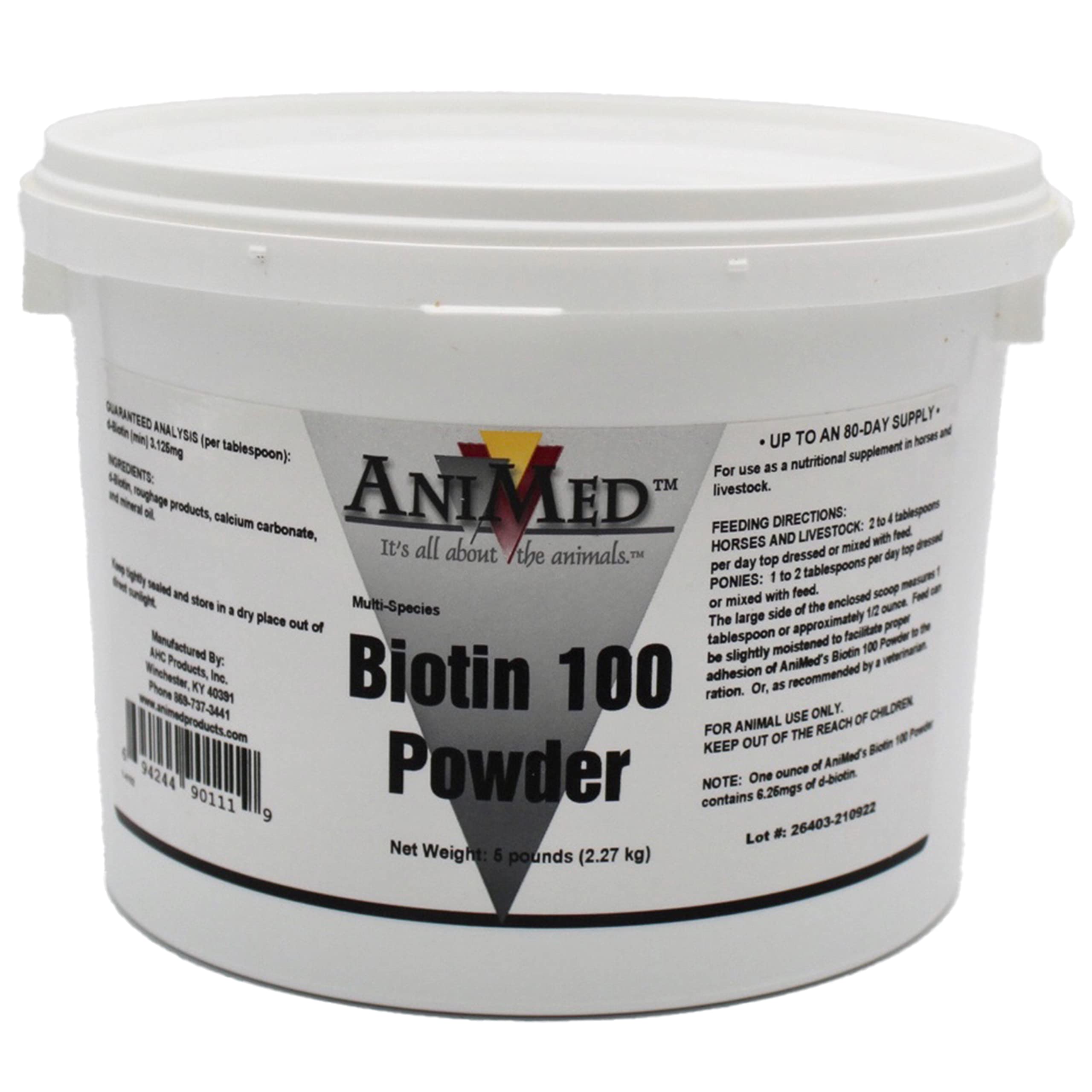 AniMed Biotina 100 en botella de 5 libras para salud del pelaje y piel de mascotas
