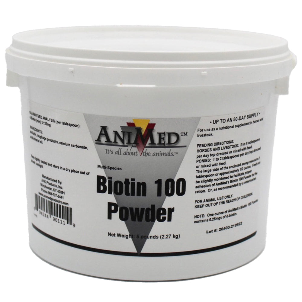 AniMed Biotina 100 en botella de 5 libras para salud del pelaje y piel de mascotas