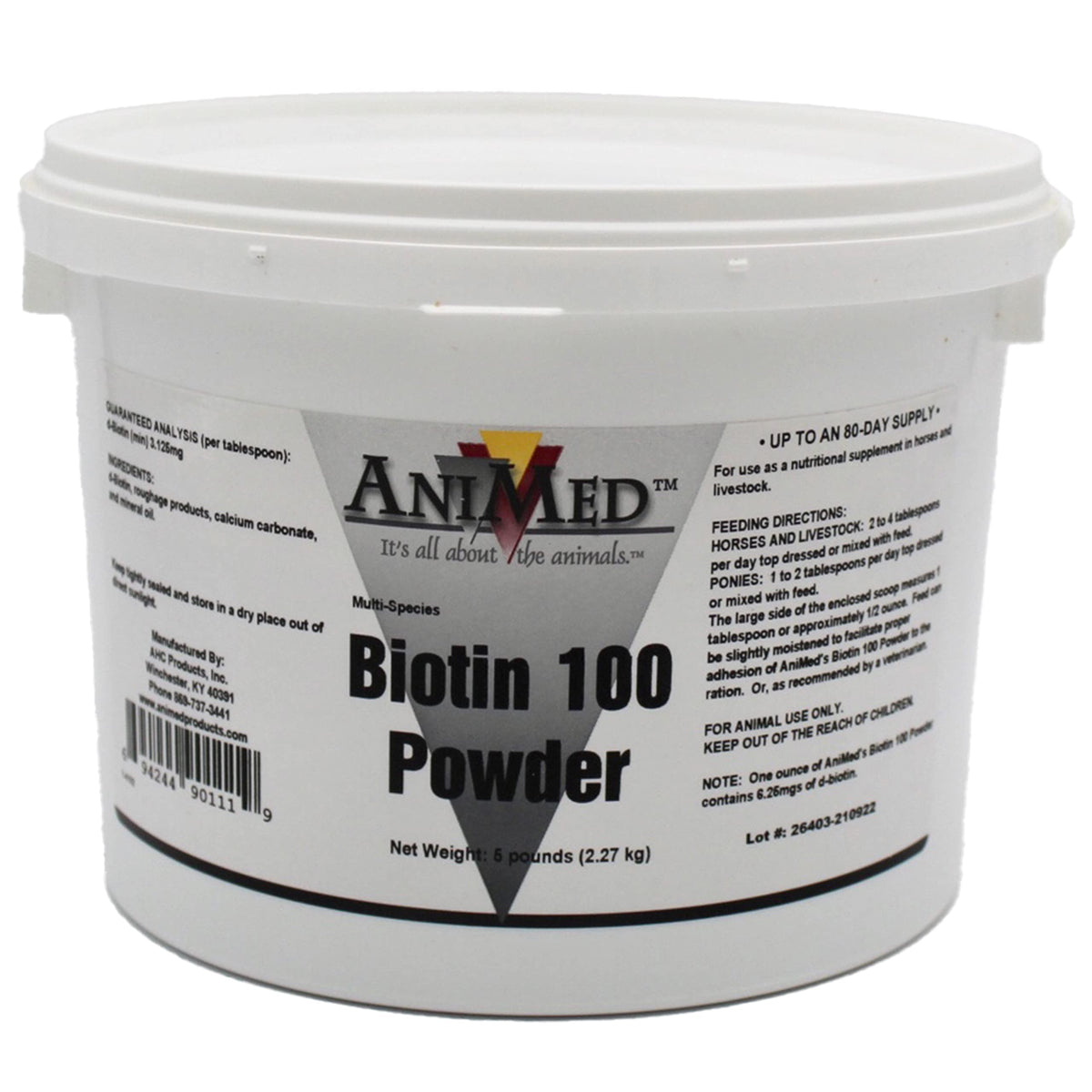 AniMed Biotina 100 en botella de 5 libras para salud del pelaje y piel de mascotas