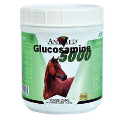 ANIMED Glucosamina 5000 en polvo en envase, posible apoyo para articulaciones en caballos