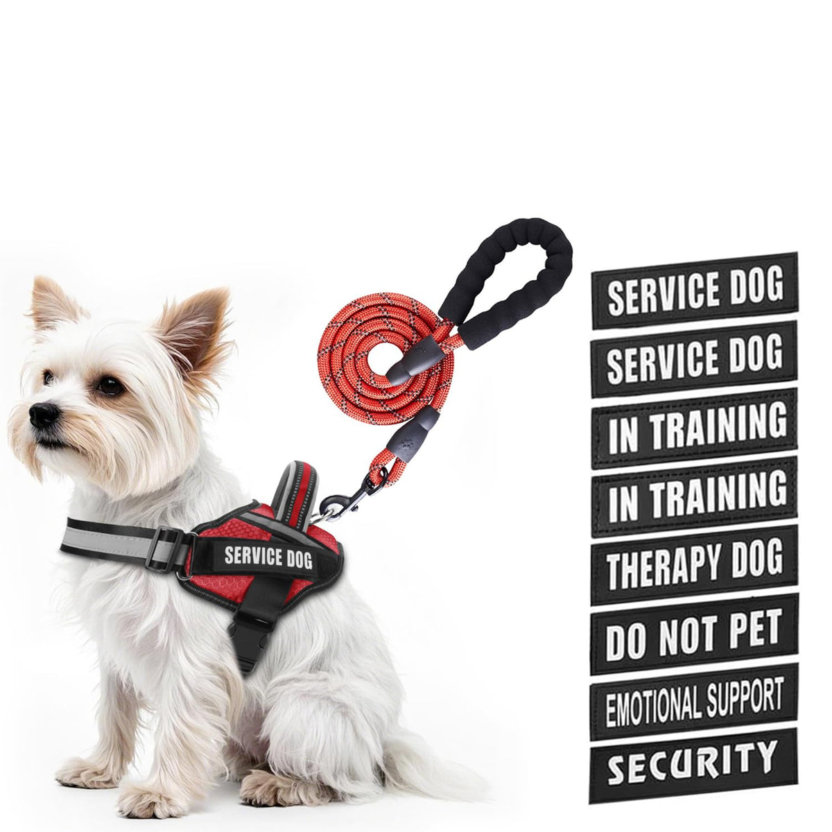 Animire arnés de servicio para perro con parches, señalización y beneficios de personalización.
