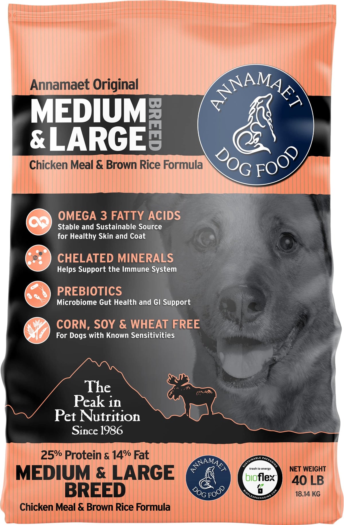 Annamaet Original Encore, bolsa de comida seca para perros activos.