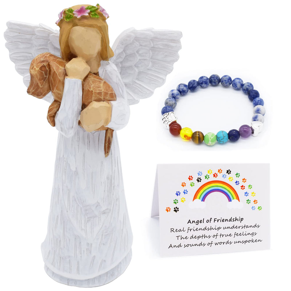 Anrkets ángel de la amistad figura-perro, recuerdo tierno para honrar a tu compañero.