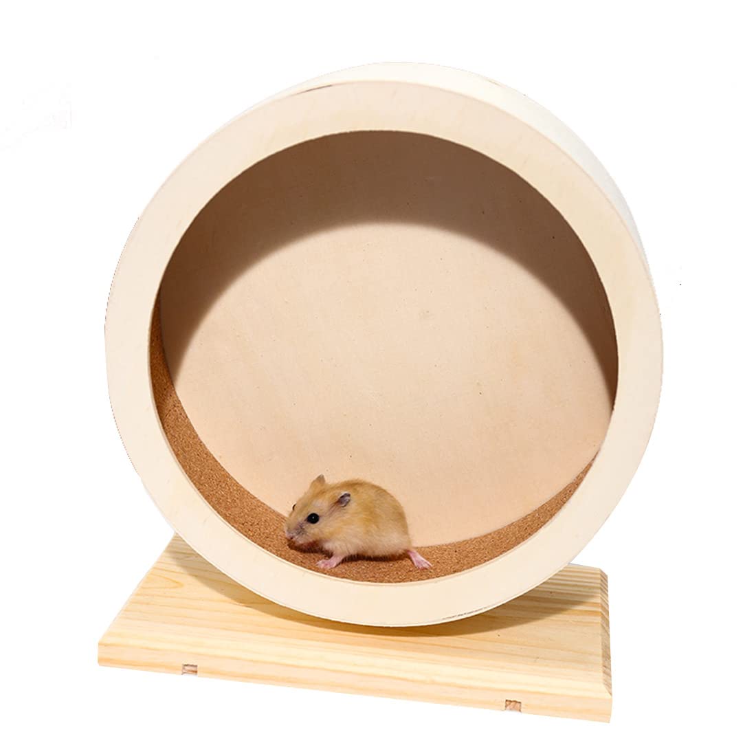 Rueda de madera silente antiai para hamster de 9.8 pulgadas, ideal para ejercicio diario.