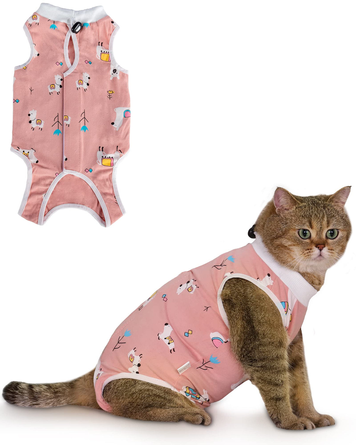 ANWA mono de recuperación para gatos frente: cómodo diseño que evita lamidos postoperatorios.