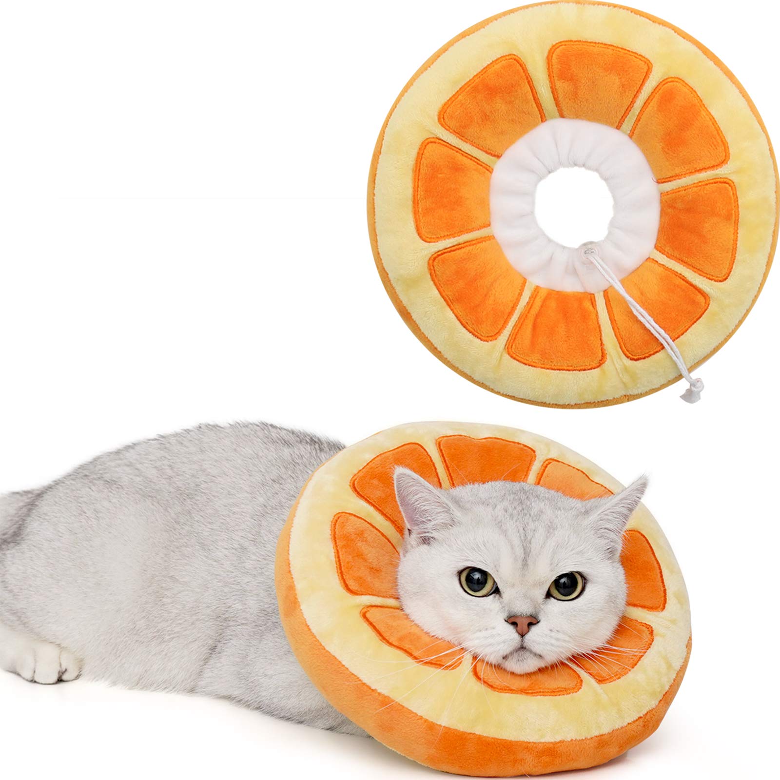 ANWA collar cono para gatos ajustable de tela suave para recuperación cómoda.