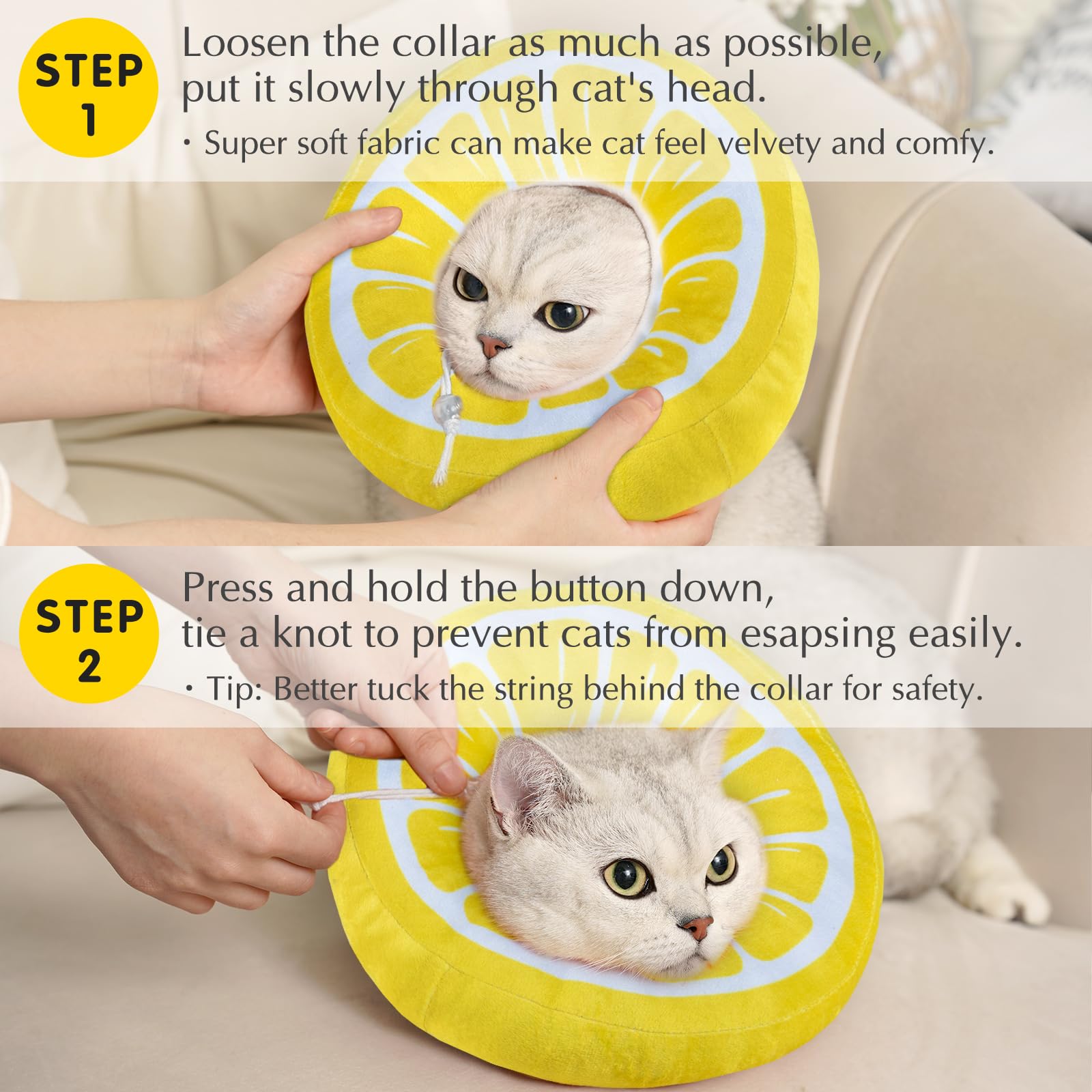 ANWA collar cono gato tamaño M, ajuste seguro para cuello fino.