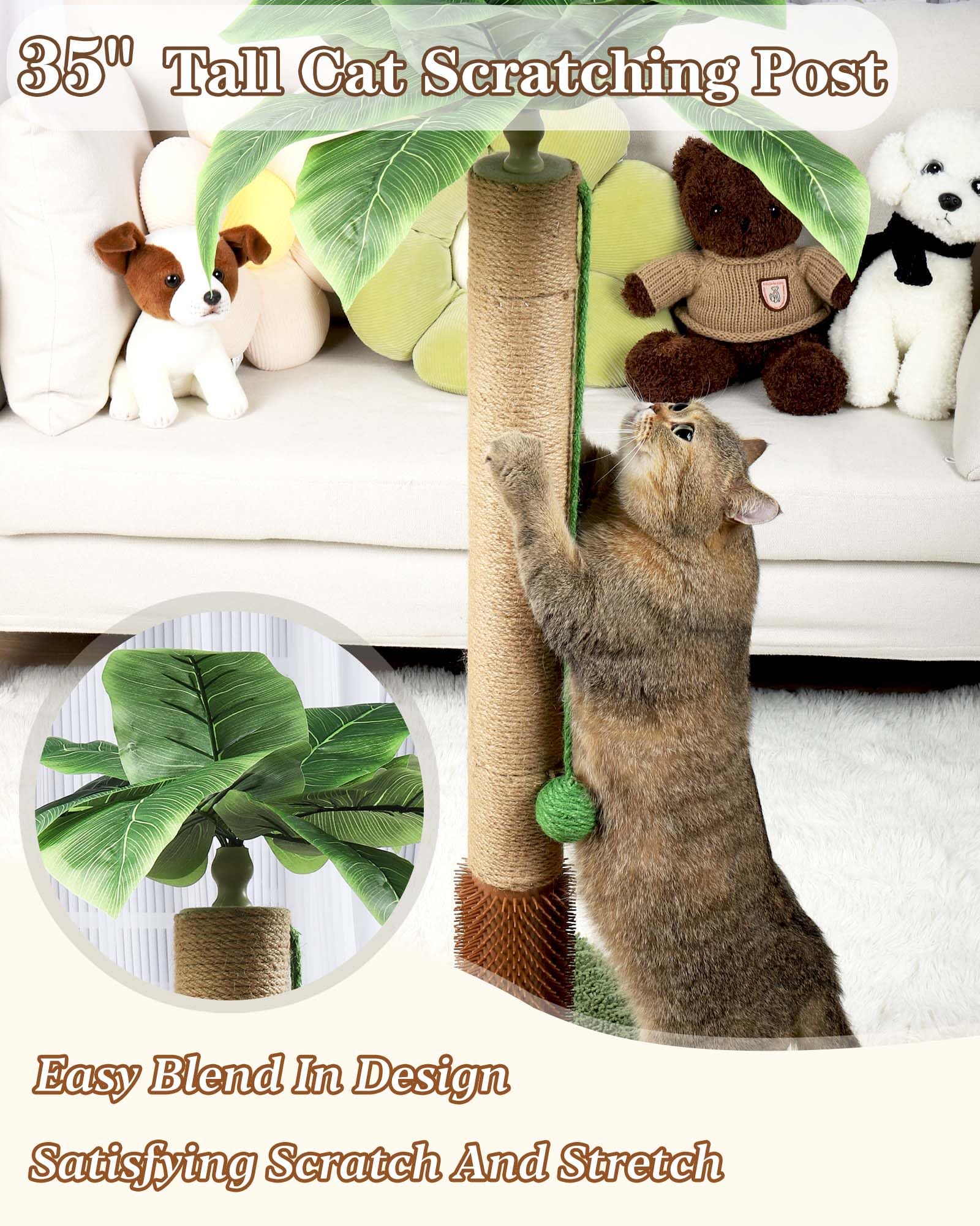 ANWA hojas simuladas verdes, diseño natural que atrae gatos