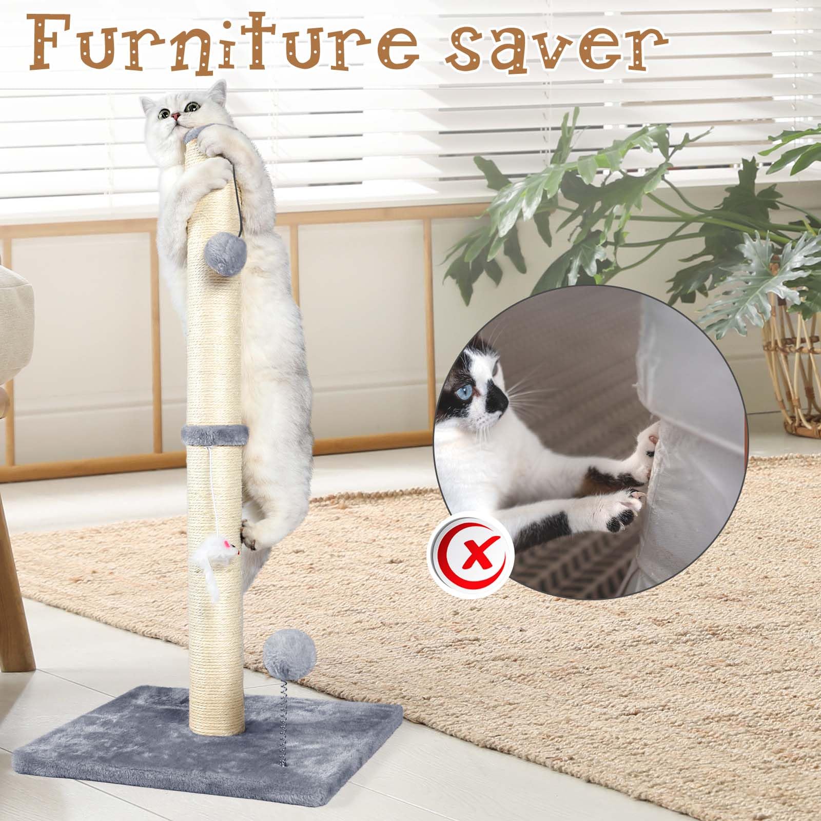 ANWA poste para gatos de interiores en gris, armonía con la casa