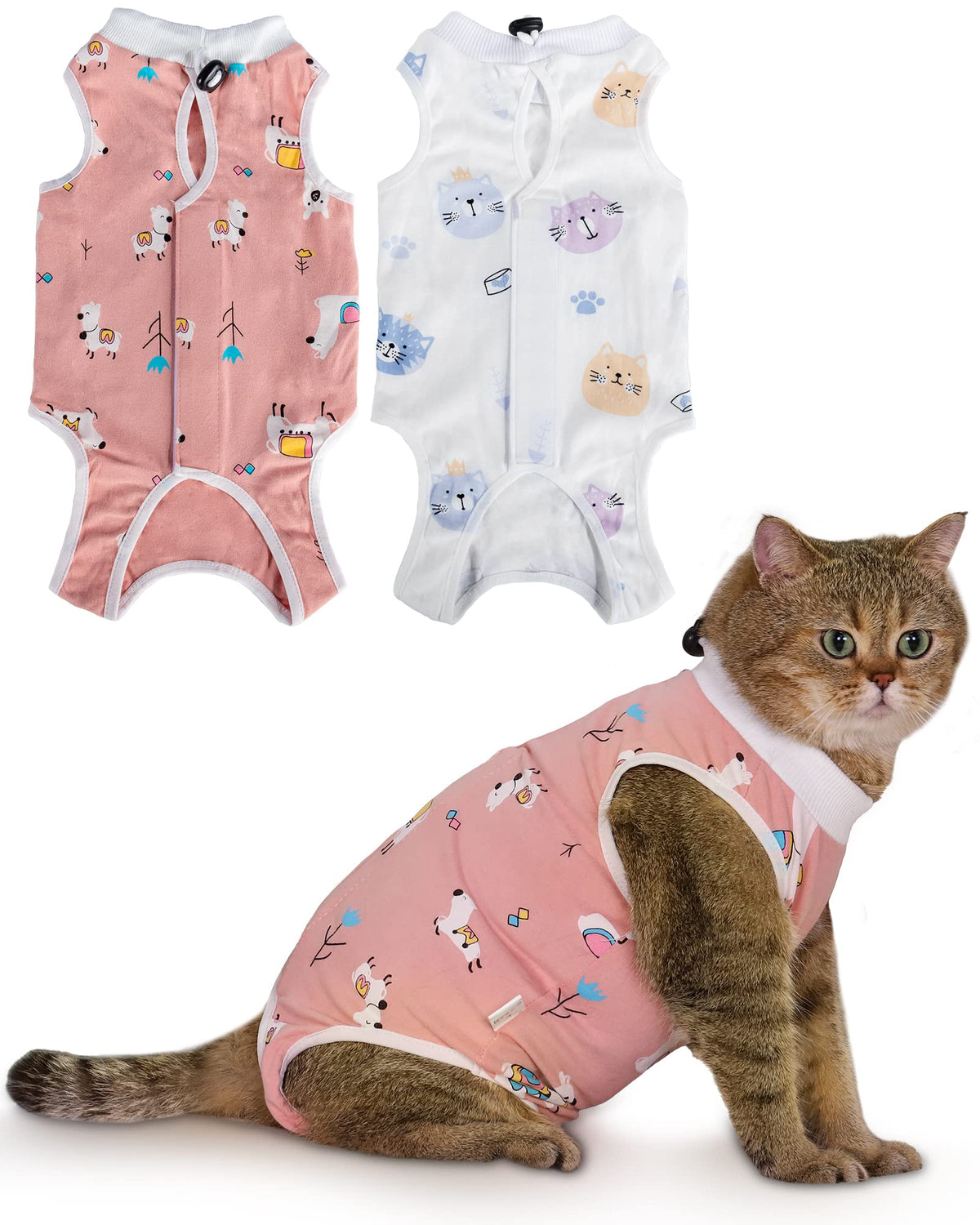ANWA traje de recuperación para gato postoperatorio protege la herida y evita lamidos.