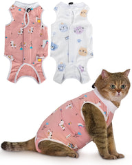 ANWA traje de recuperación para gato postoperatorio protege la herida y evita lamidos.