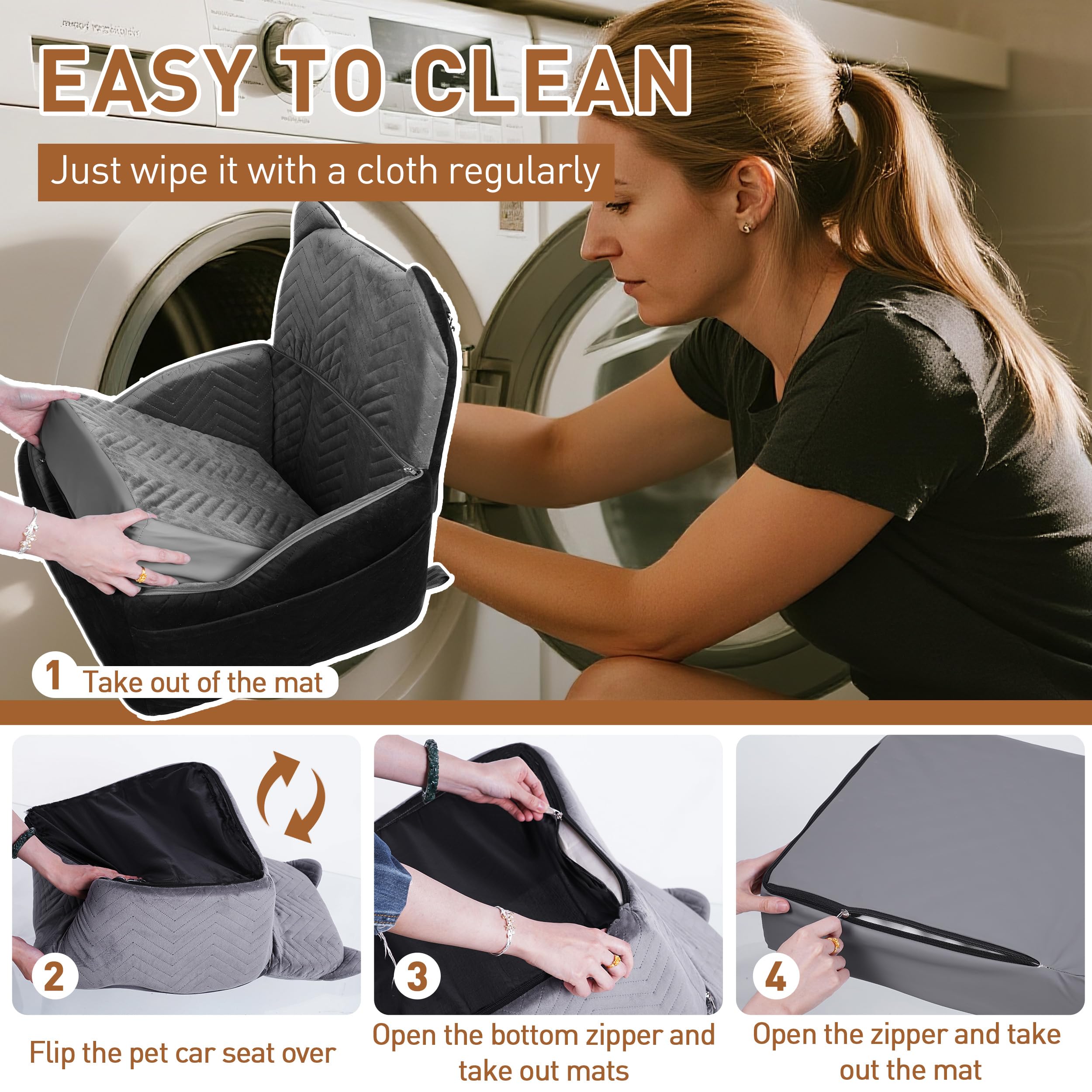 Anywish asiento perro: correas de seguridad ajustables mantienen al perro sujeto